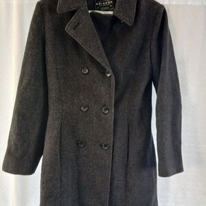 Arizona Jean Company Women's Black Double-Breasted 98% Wool Coat